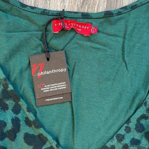 N:Philanthropy jersey bodysuit green/black leopard NWT size L - Picture 2 of 4